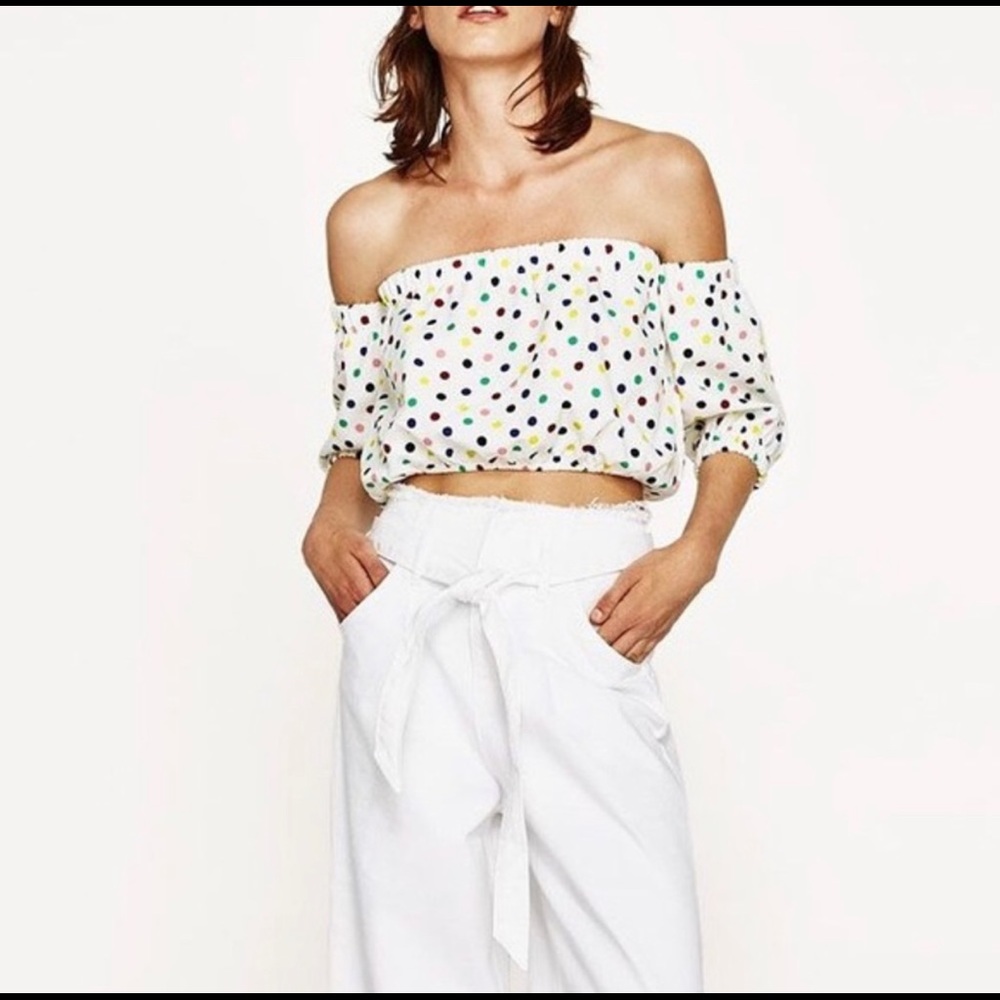 Zara polka dot crop top size small EUCD